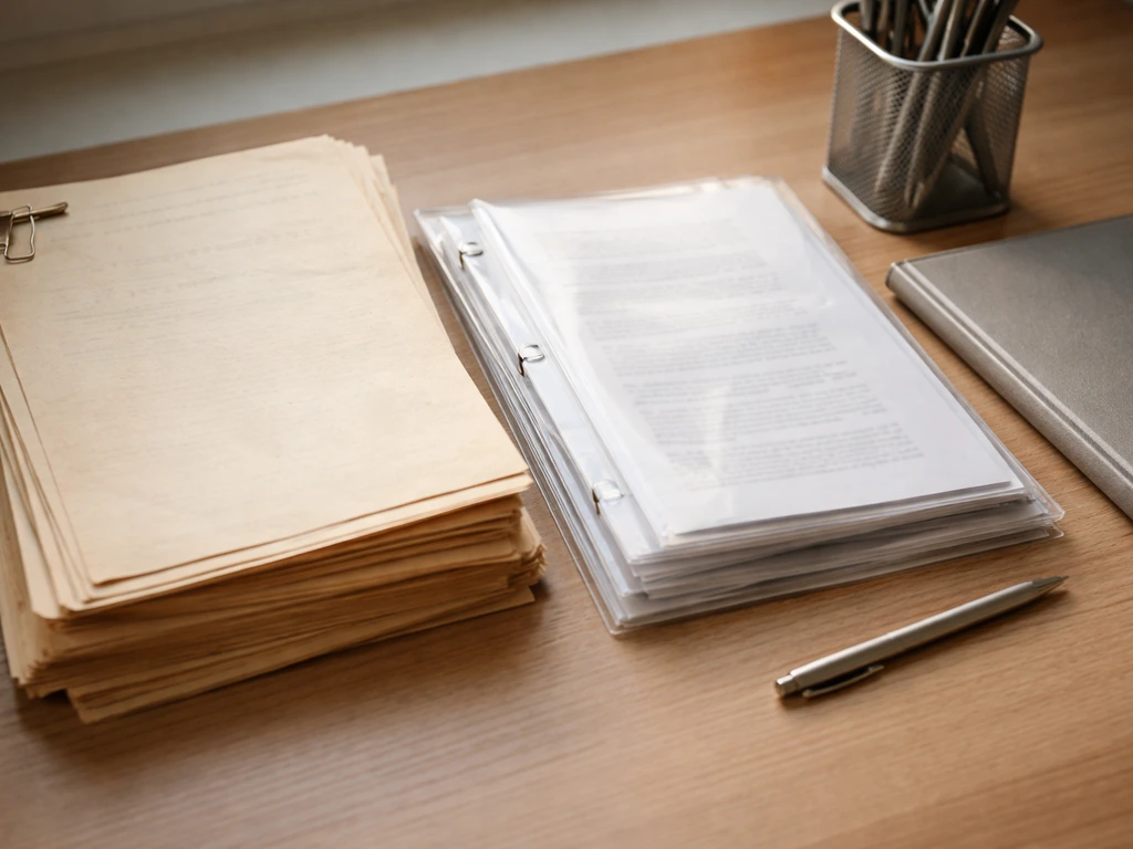 Close-up of unbranded patent documents and office paperwork on a desk, suggesting royalties and IP wealth sources.