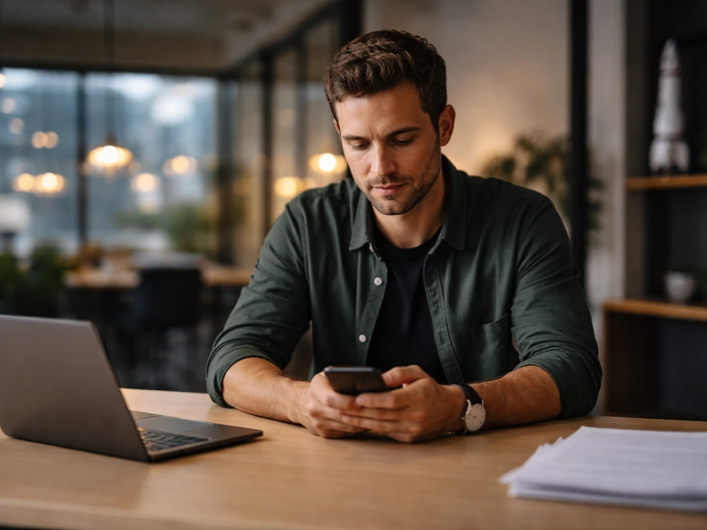 Anonymous CEO at a modern desk, with subtle startup-office and venture ecosystem context in soft focus.