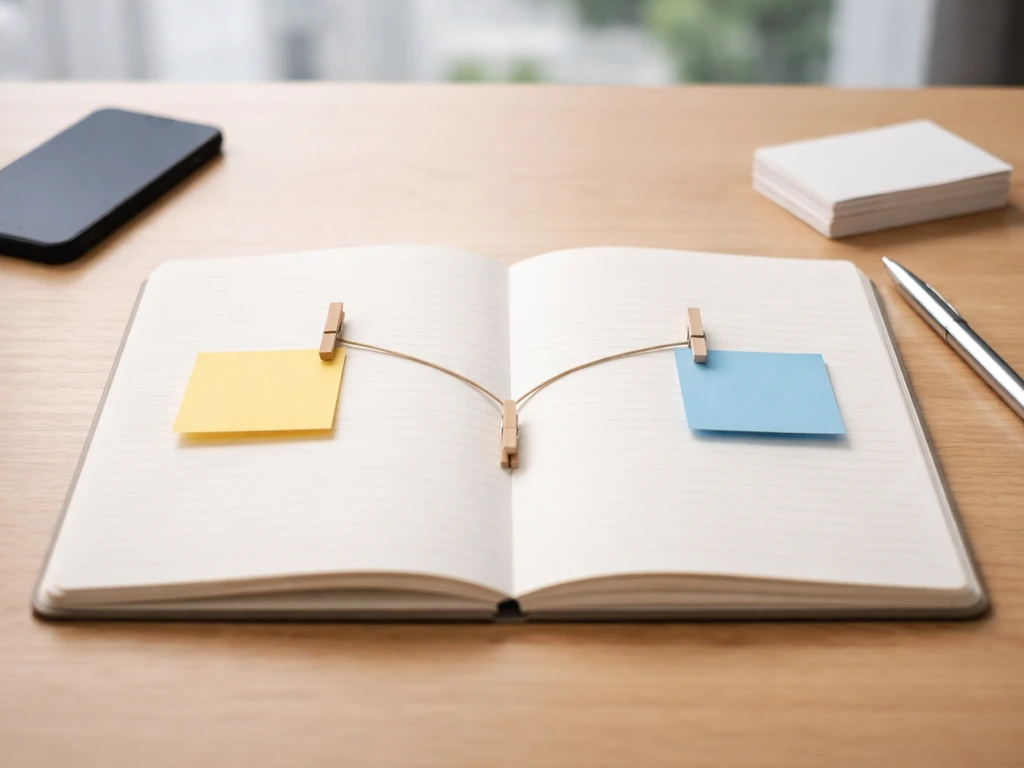 Minimal photo of a timeline on a desk symbolizing two career paths in business and sports.