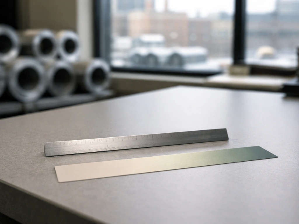 Minimal photo of a CAD money scale-like visual concept in a steel industry office setting