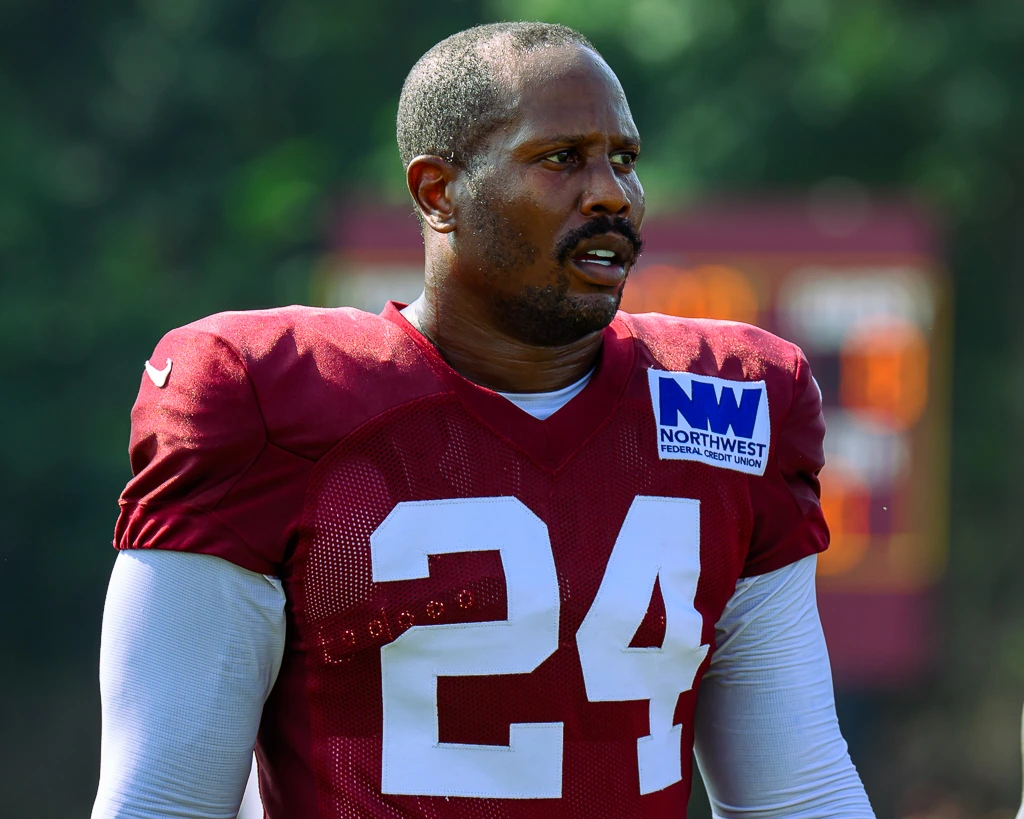 Veno Miller in a football practice jersey