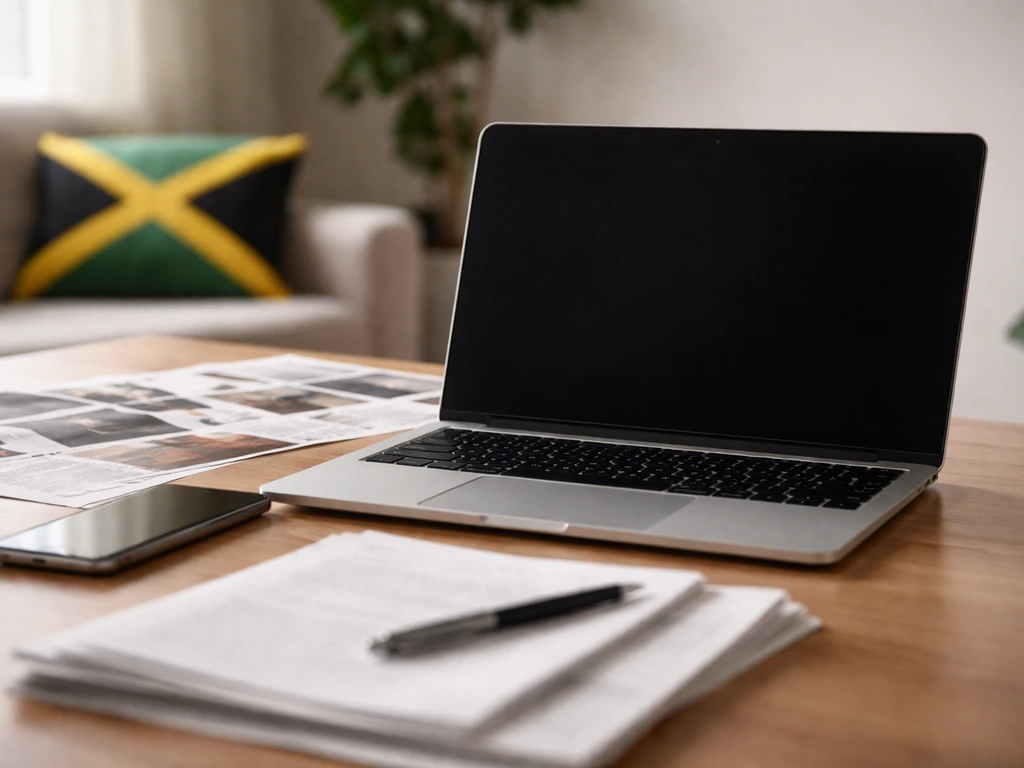 Minimal desk scene with assorted public news clippings and a smartphone, suggesting media sources for a financial estima