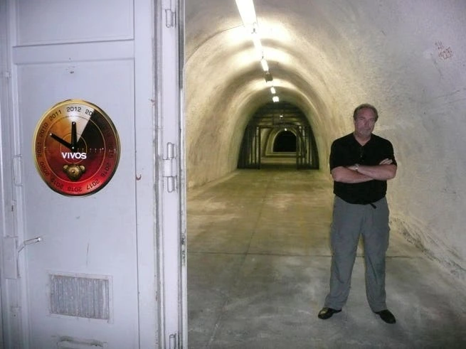 Robert K. Vicino standing inside a Vivos underground bunker
