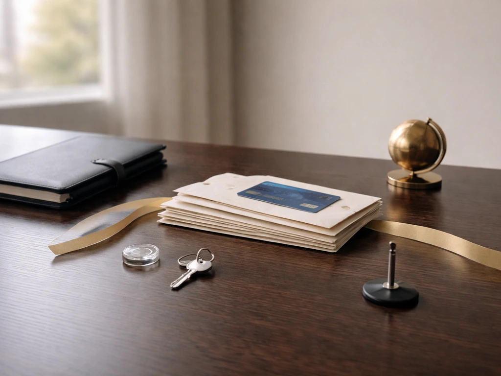 Minimal desk scene with a highlighted money range concept using soft, non-text visuals