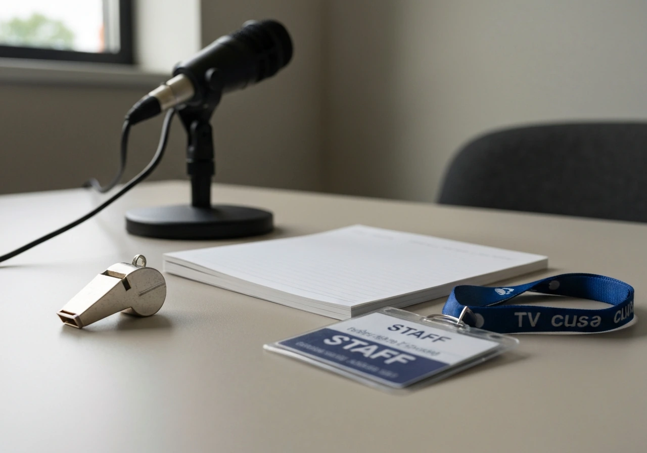 Minimal studio desk scene with a microphone and coaching-related items symbolizing TV and coaching income